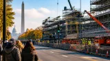 Grandstands rise on the National Mall as city prepares for inaugural Freedom 250 Grand Prix