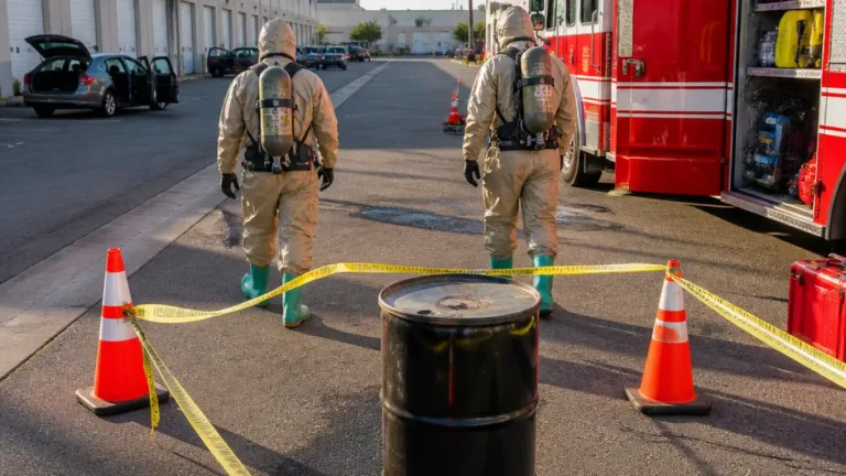Hazmat response closes part of Huntington Beach industrial park after 55-gallon drum outgasses