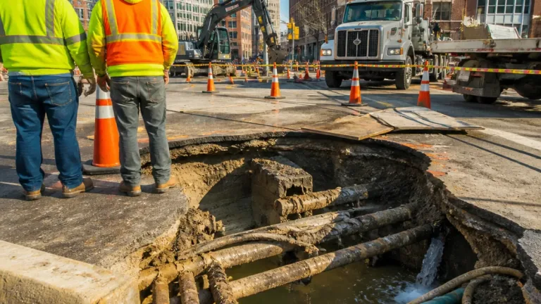 Massive sinkhole on Blackstone Boulevard shuts intersection in Providence after storms