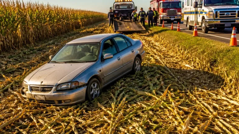 Teen injured after vehicle leaves Kornhill Road and enters Fayette County cornfield
